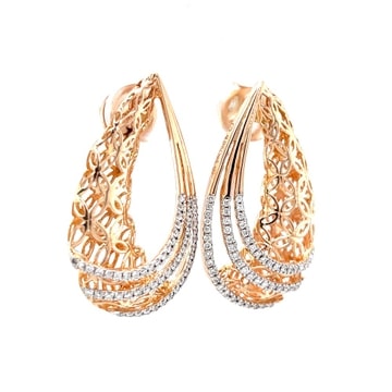 18k Gold Floral Cutout with Earrings - Image 2