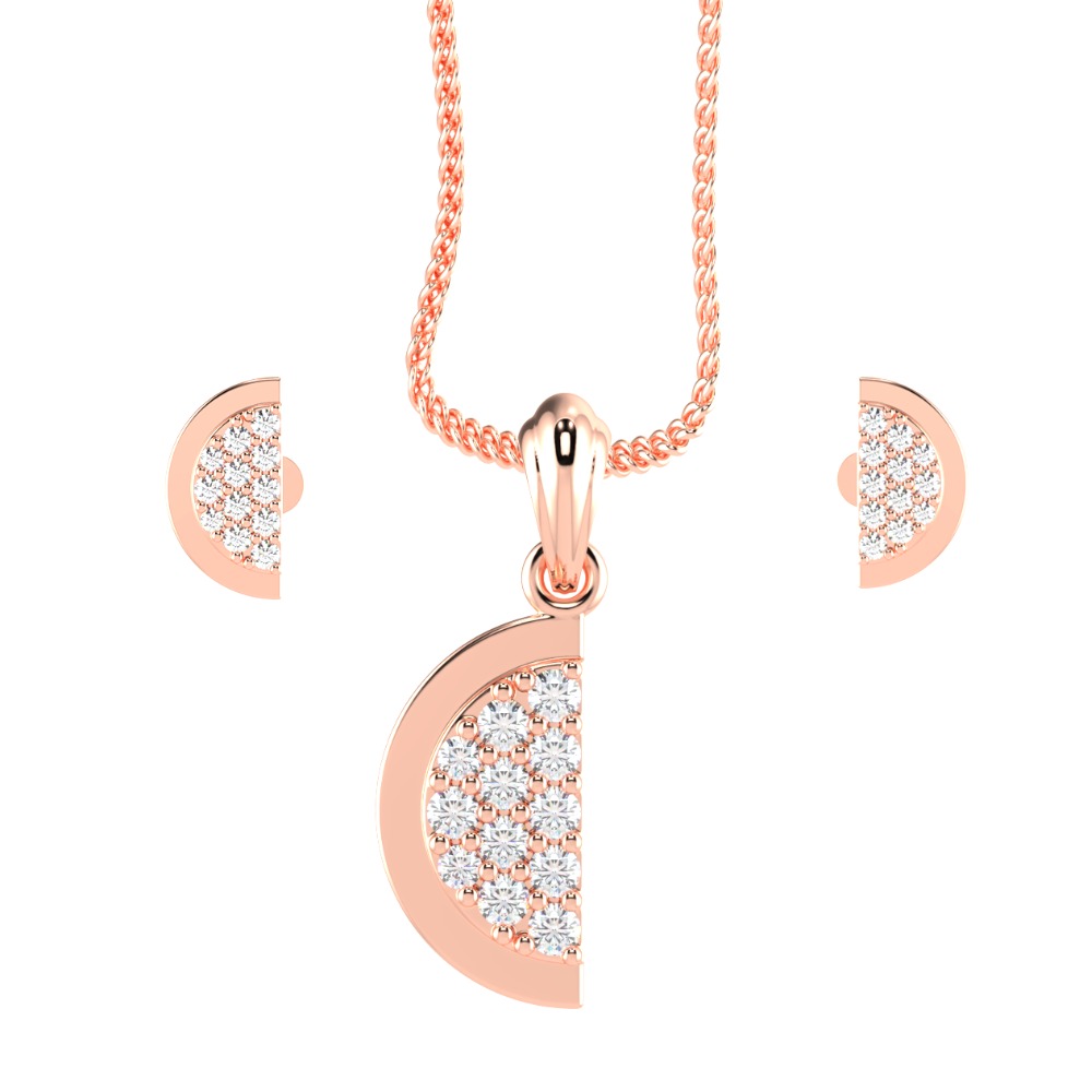 18KT Rose Gold Classic Cad Design Pendant Set
