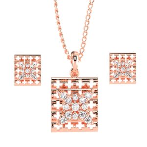 18K Rose Gold Cad Design Pendant Set