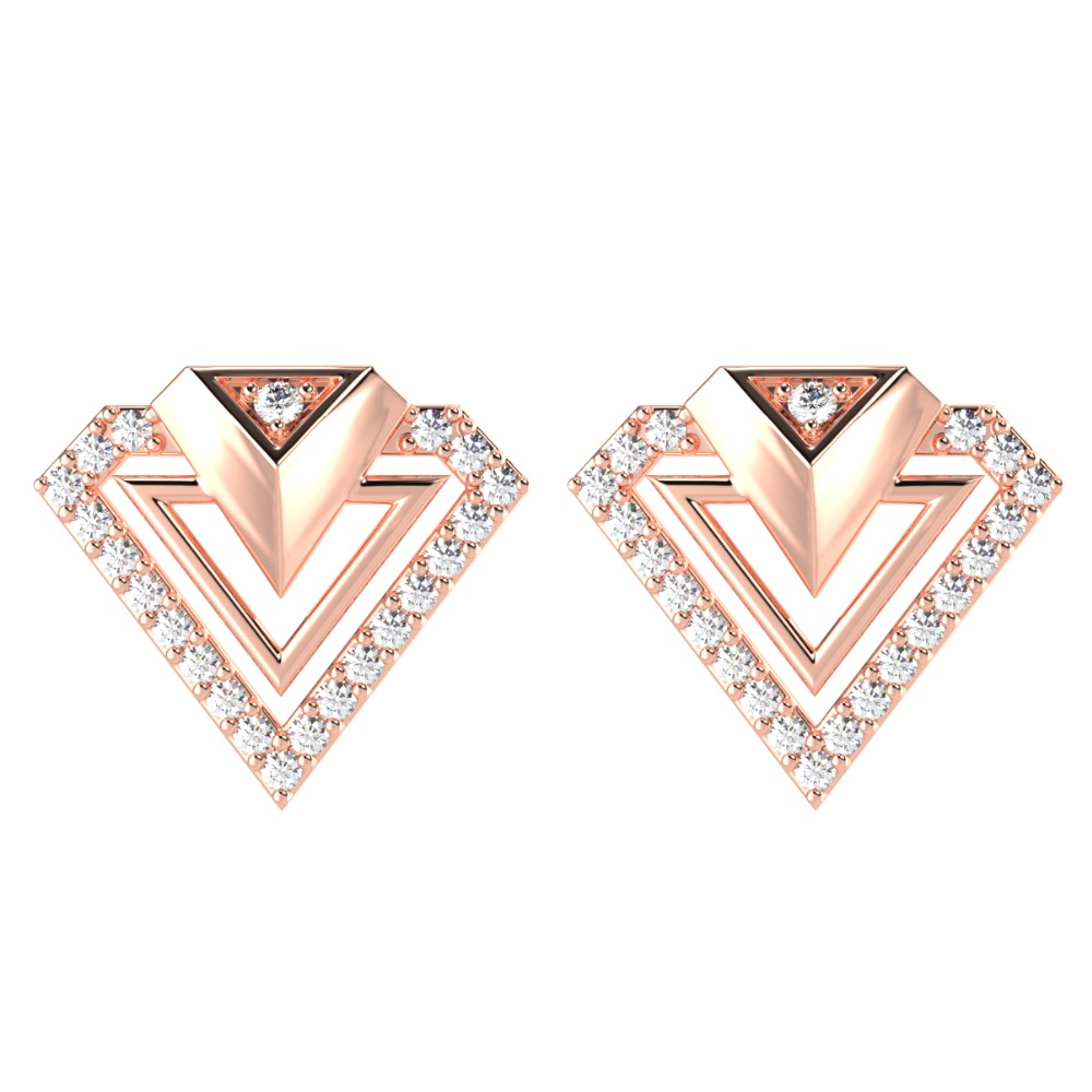 18KT Rose Gold CZ Triangle Shape Earring