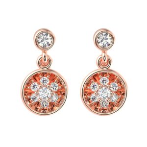 18Kt Rose Gold CZ Diamond Cad Design Earring