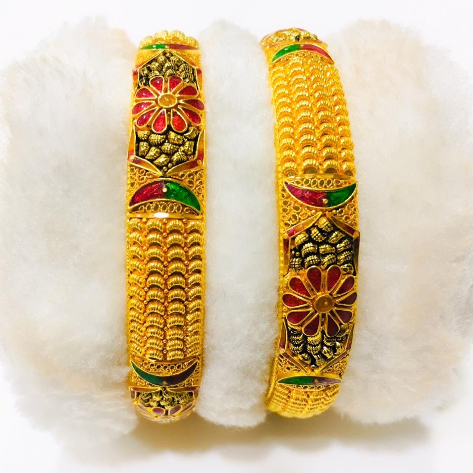 916 Gold Designer Calcutti Bangles NB - B010