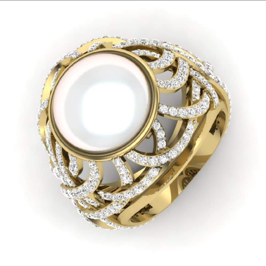 18k gold stud pearl fancy ring AE9922
