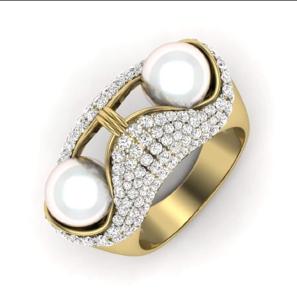 18k gold stud pearl fancy ring NL0230