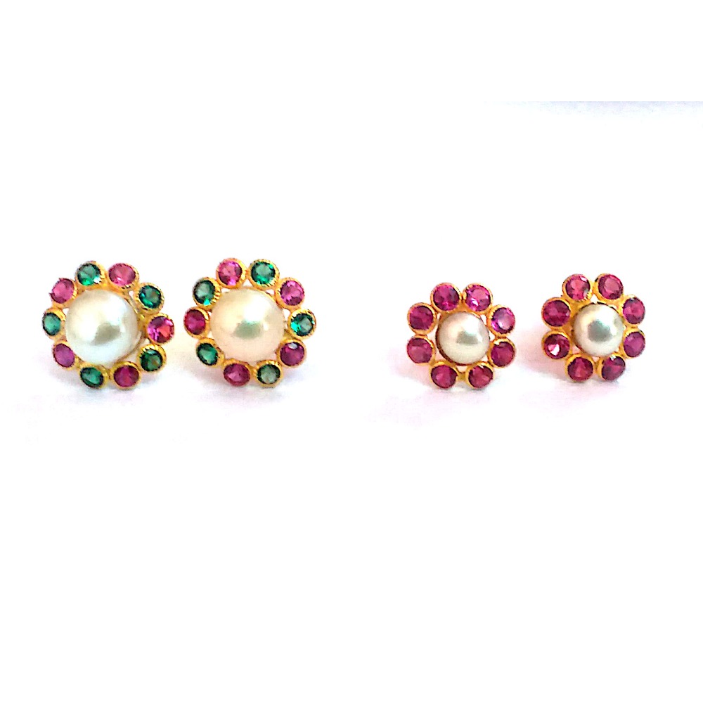 Fancy Color Stone Gold Earrings NJA-E007