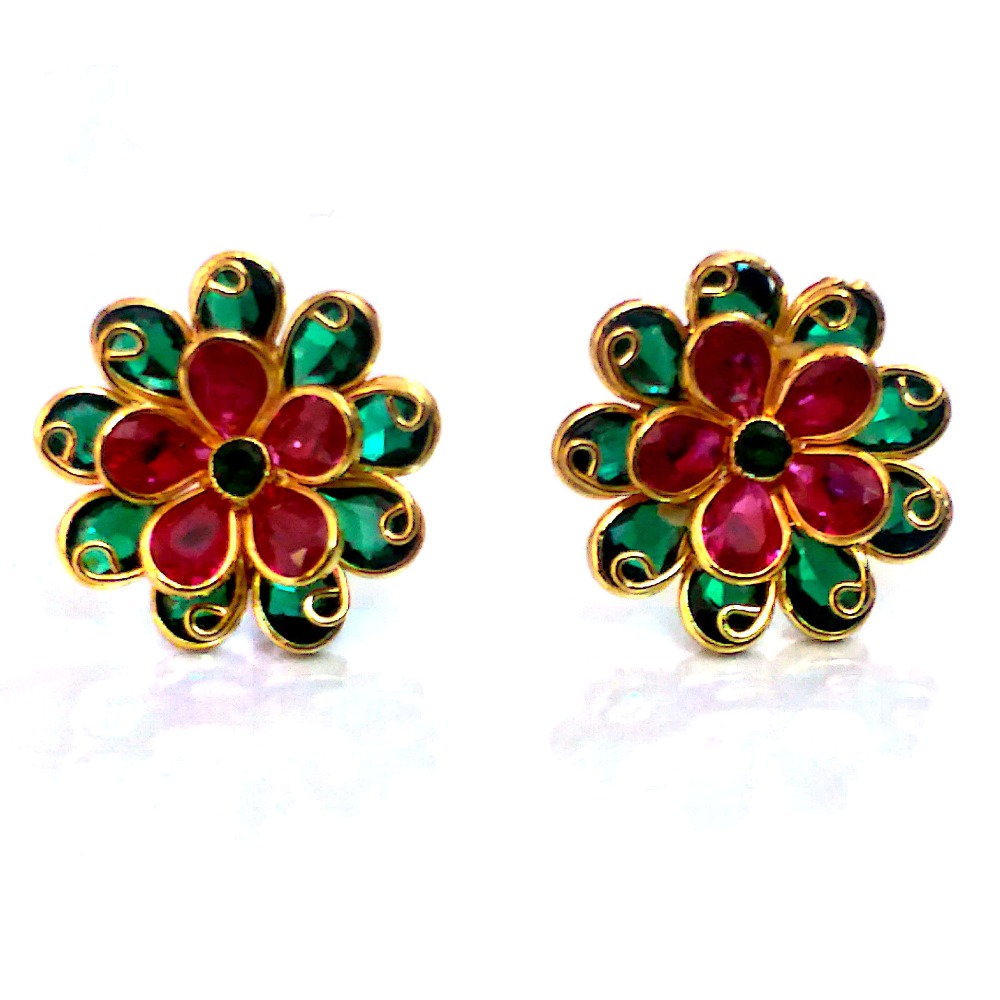 Fancy Color Stone Gold Earrings NJA-E004