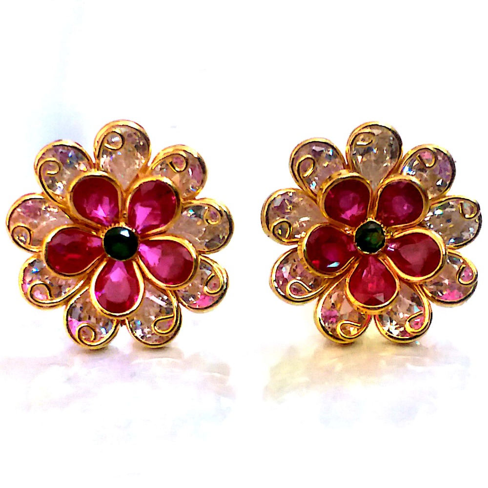 Fancy Color Stone Gold Earrings NJA-E003
