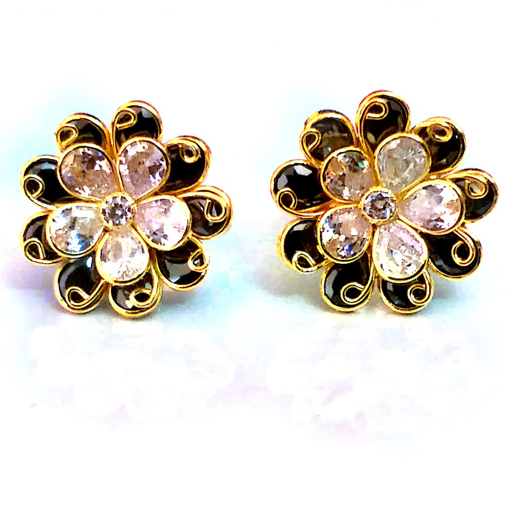 Fancy Color Stone Gold Earrings NJA-E002