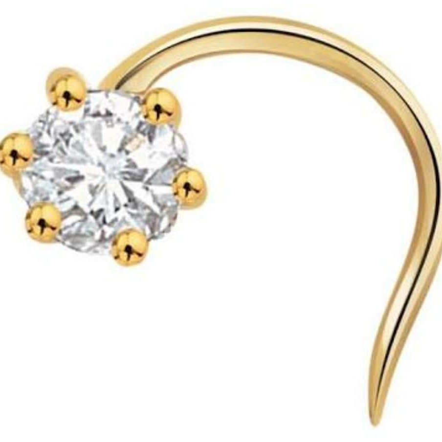 18kt gold stud cz nosepin