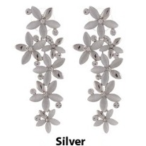 American Diamond floral dangler earrings Silver