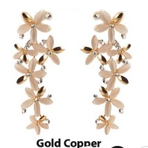 American Diamond floral dangler earrings Gold Copper