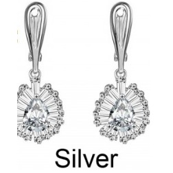American Diamond Drop Earrings Silver