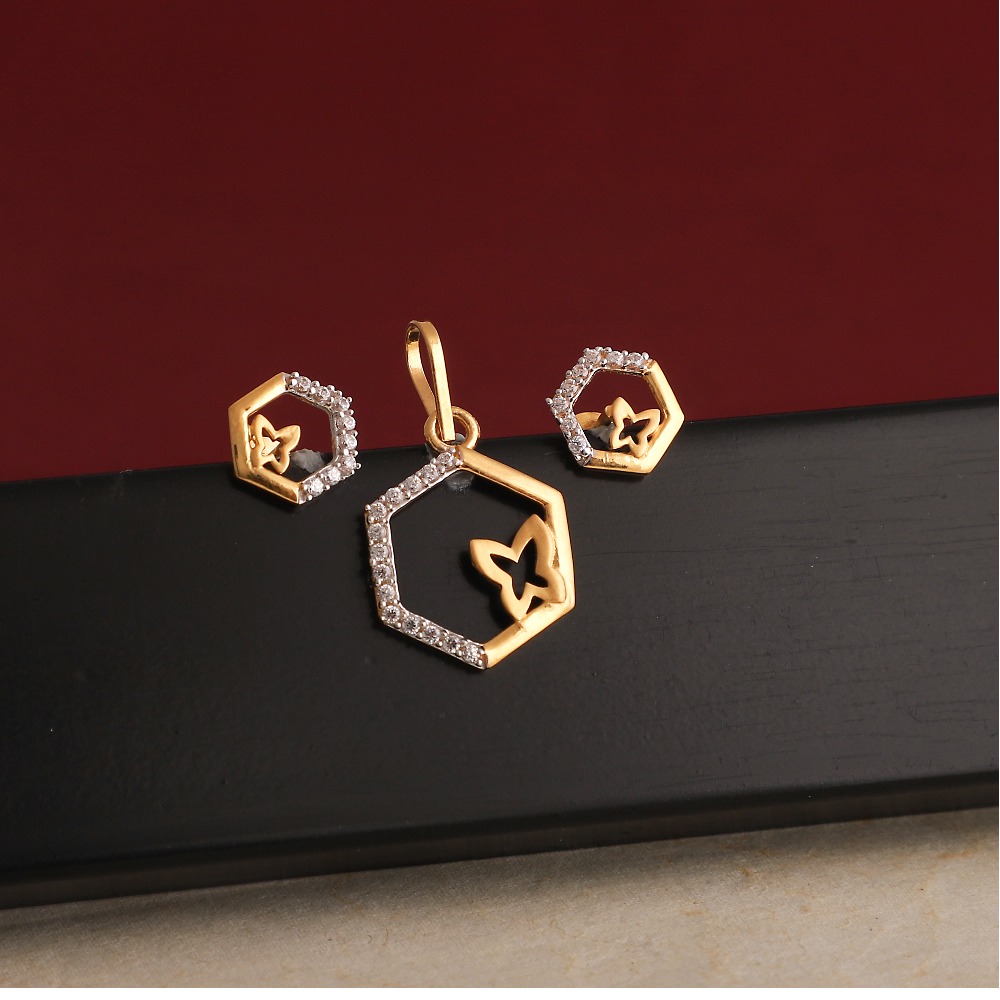 916 gold cz pendant set