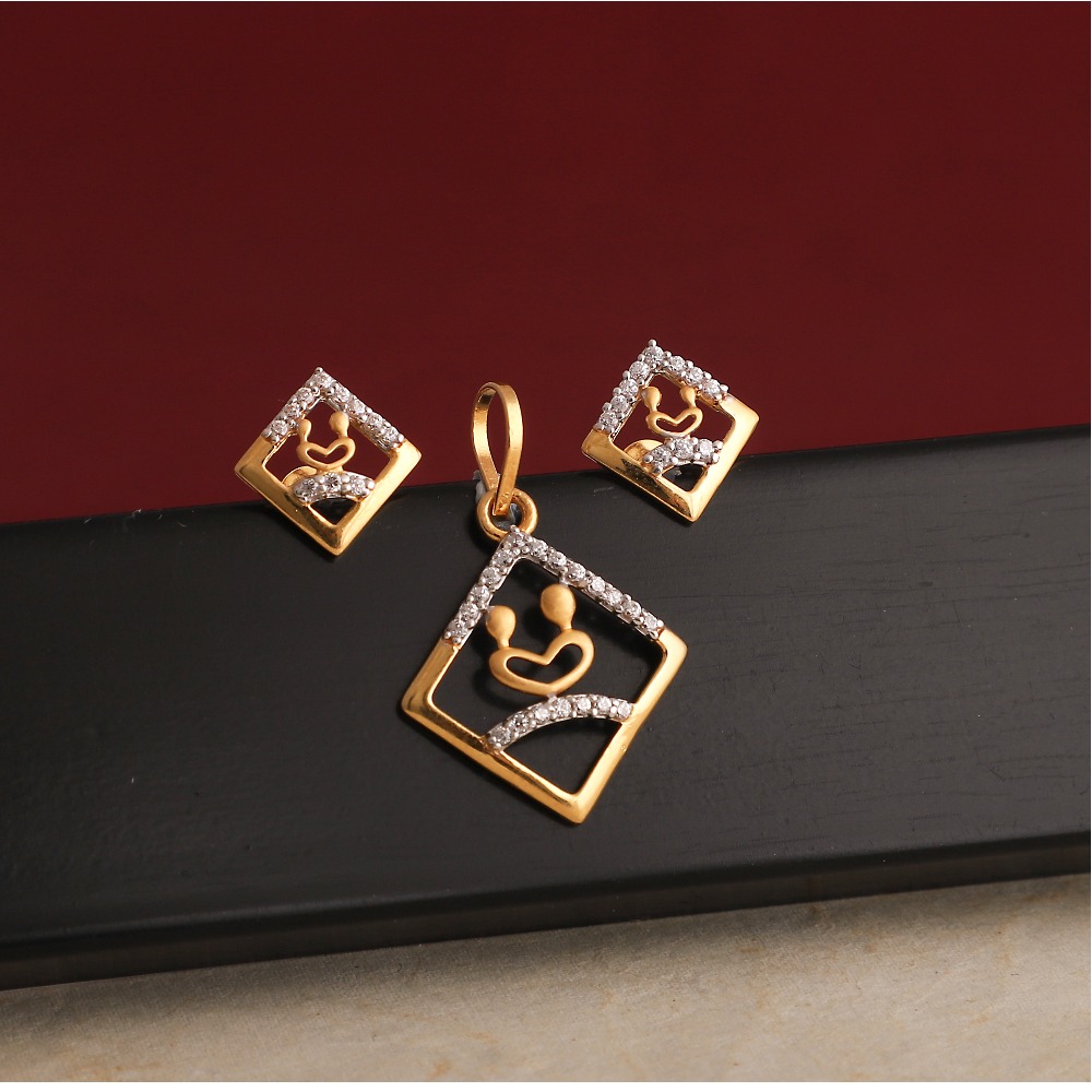 916 gold cz pendant set