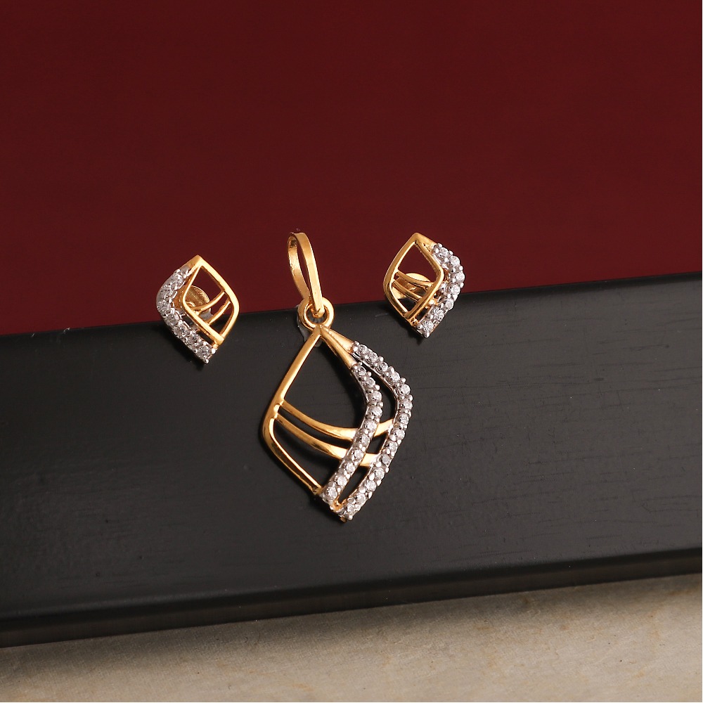 916 gold cz pendant set