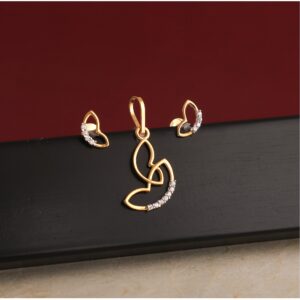 916 gold cz  pendant set