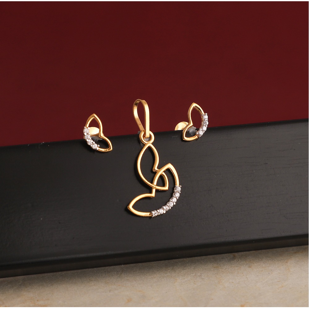 916 gold cz  pendant set