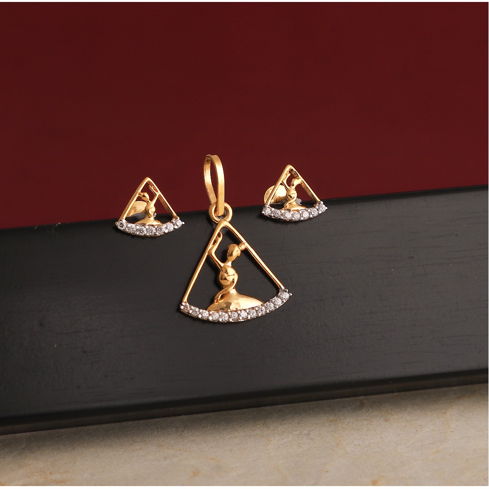 916 gold cz  pendant set