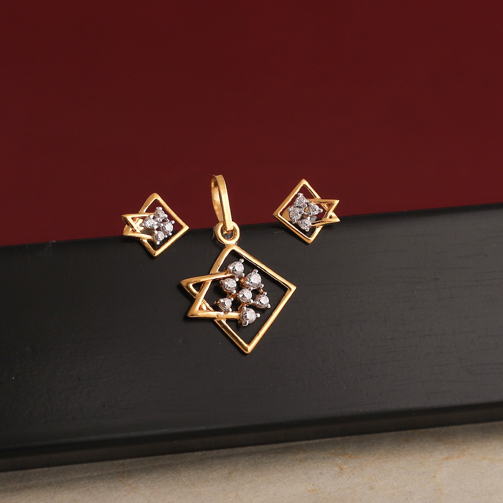 916 gold cz pendant set