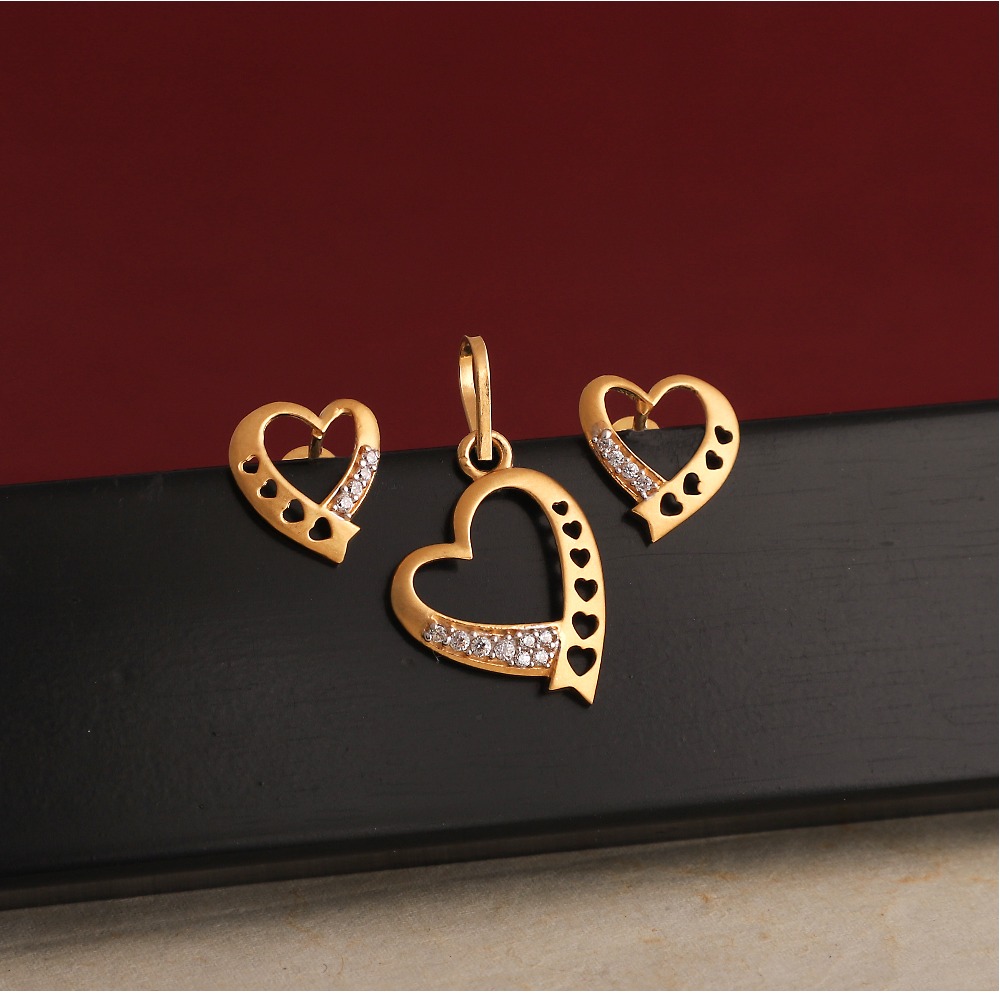 916 gold cz  Heart design pendant set