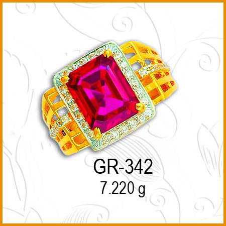 916 Gold Fancy Pink Stone Gents Ring GR-342