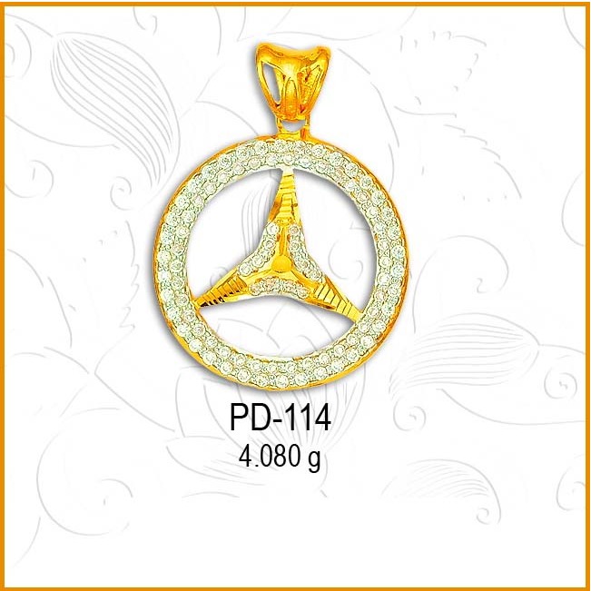 916 Gold Fancy CZ Diamond Pendant PD-114