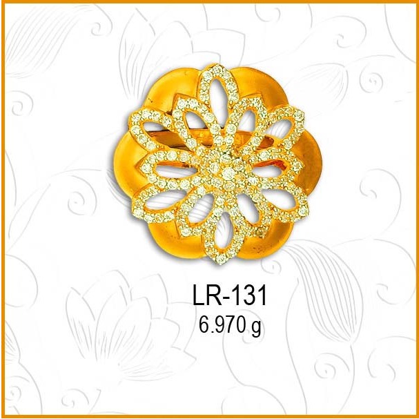 916 Gold Flower Design CZ Diamond Ladies Ring LR-131