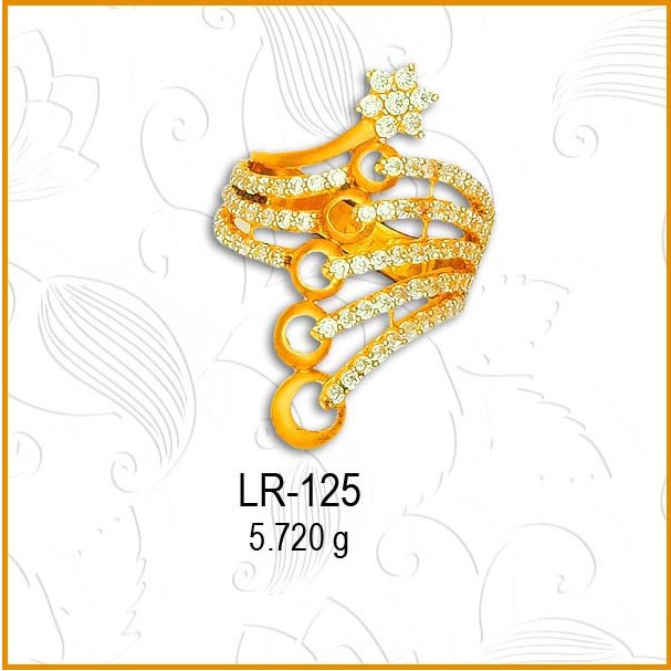 22KT Gold Designer CZ Diamond Ladies Ring LR-125