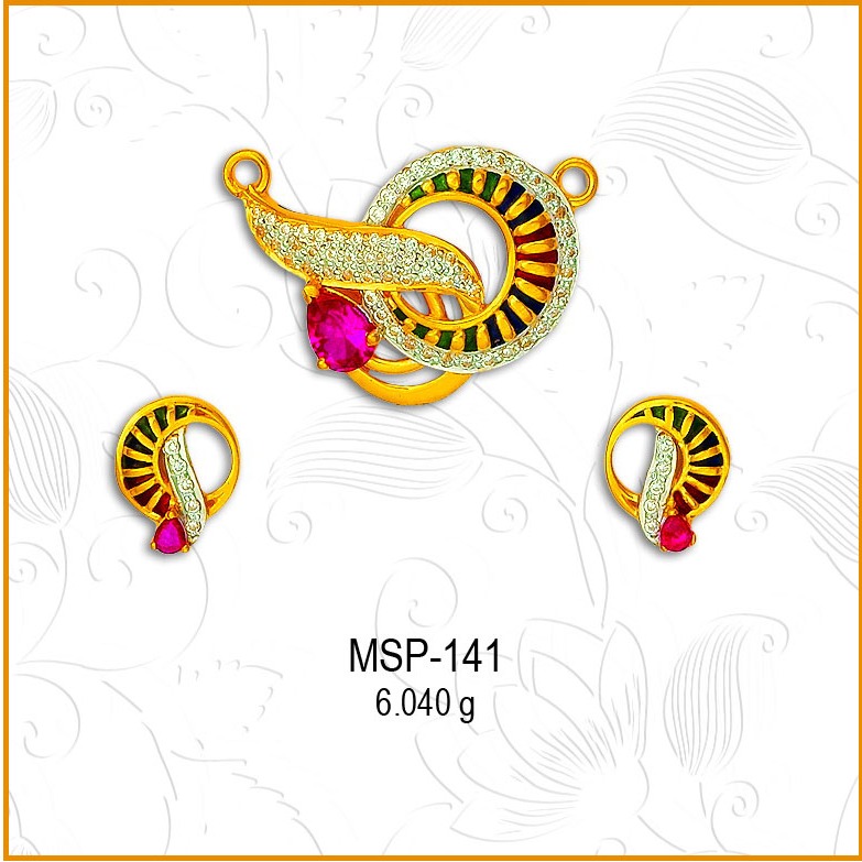 22KT Gold Round Design CZ Mangalsutra Pendant Set MSP-141