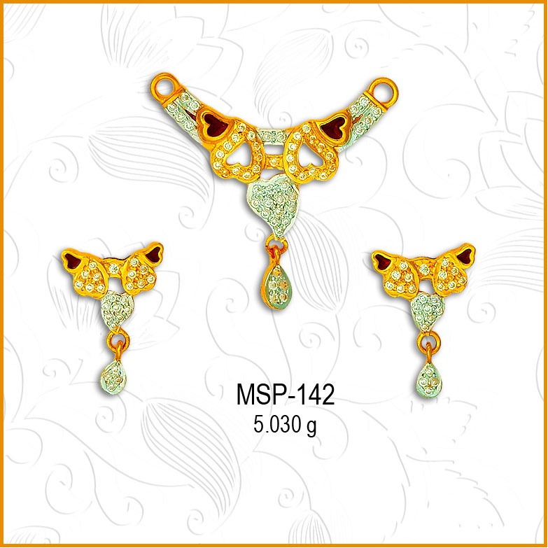 916 Gold Designer CZ Mangalsutra Pendant Set MSP-142