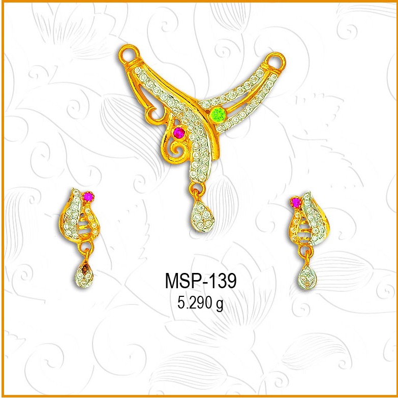 916 Gold Colour Stone CZ Mangalsutra Pendant Set MSP-139