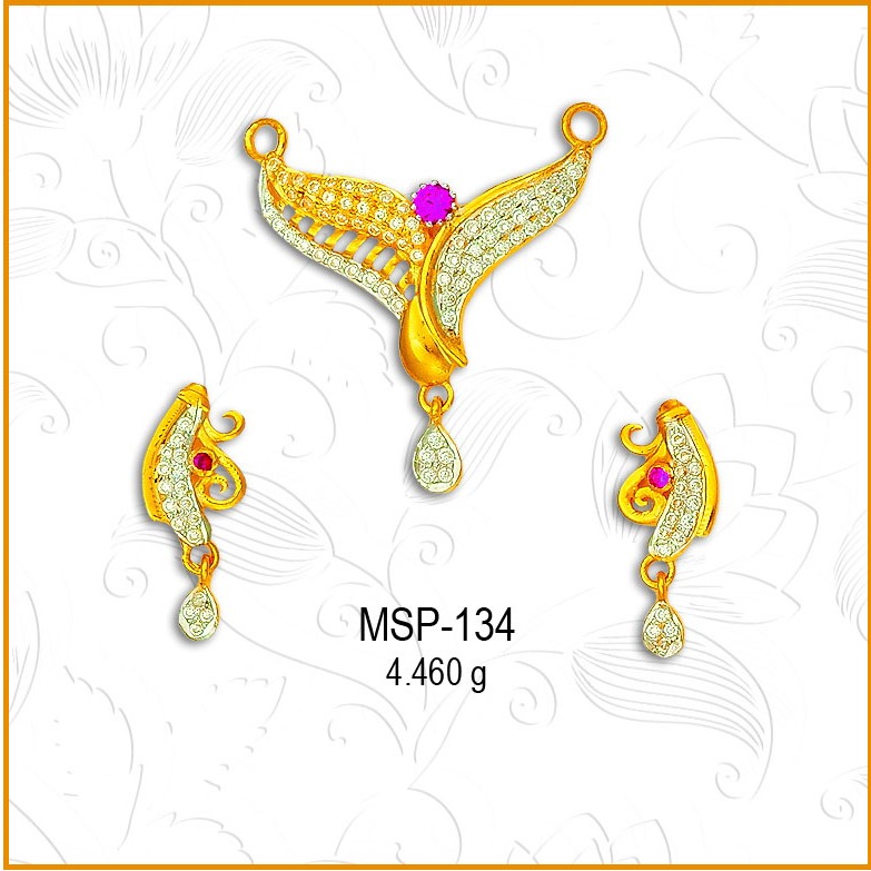 22KT Gold Fancy CZ Mangalsutra Pendant Set MSP-134