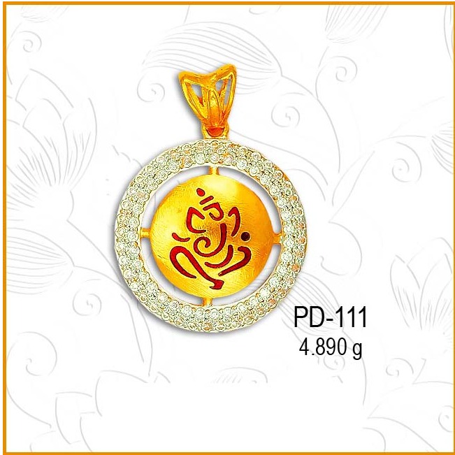 916 CZ Gold Ganeshji Religious Fancy Pendant PD-111