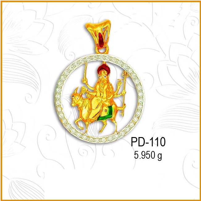 916 CZ Gold Hindu Religious Maa Pendant PD-110