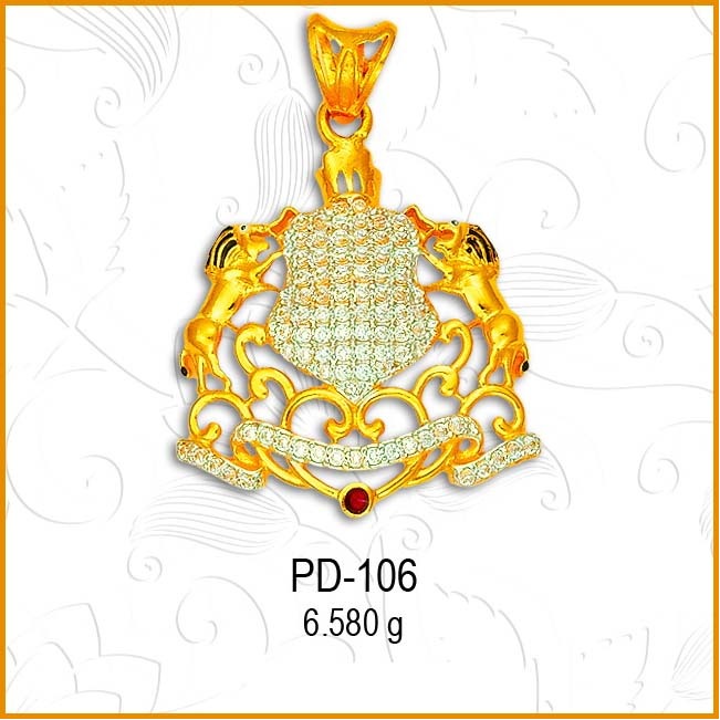 916 Gold CZ Climbing Lion Fancy Pendant PD-106