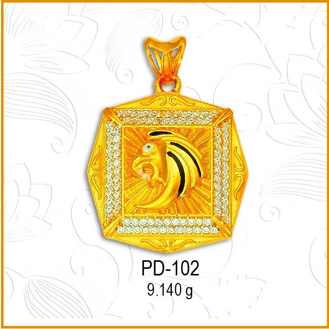916 Gold CZ Square Shape Designer Pendant PD-102