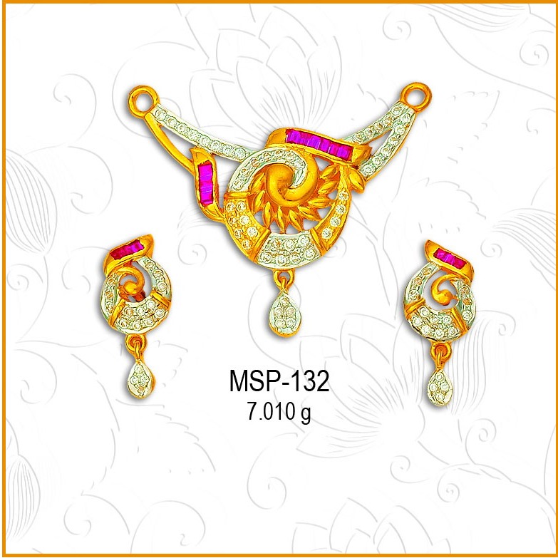 916 Gold Fancy CZ Diamond Mangalsutra Pendant Set MSP-132