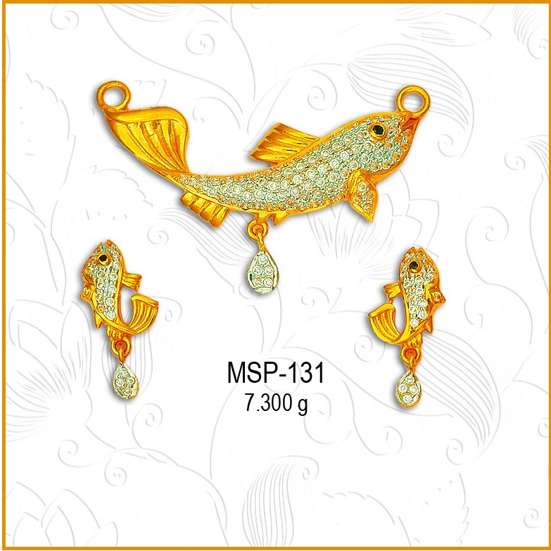 916 Gold Fish Design CZ Mangalsutra Pendant Set MSP-131