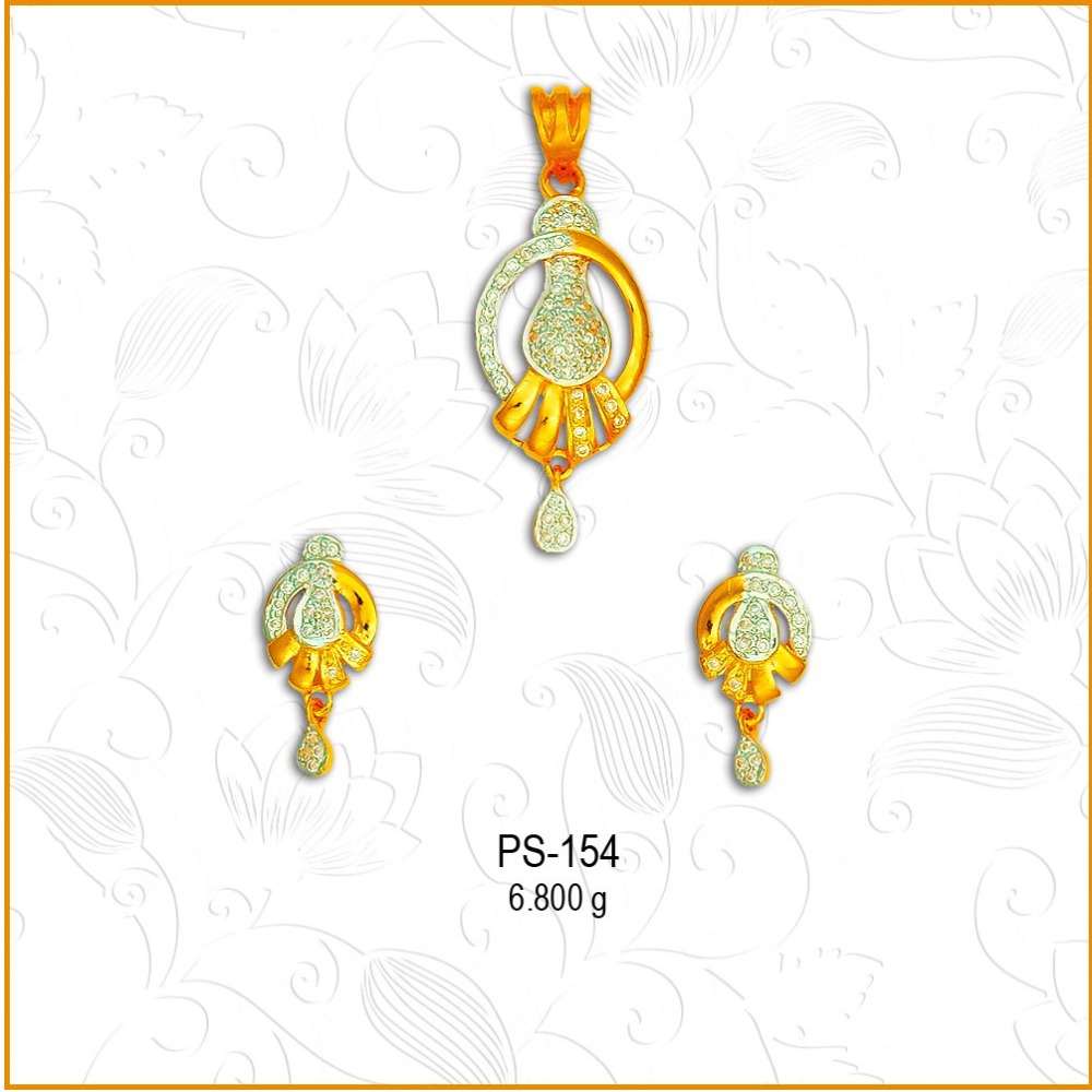 22KT CZ Gold Attractive Pendant Set PS-154