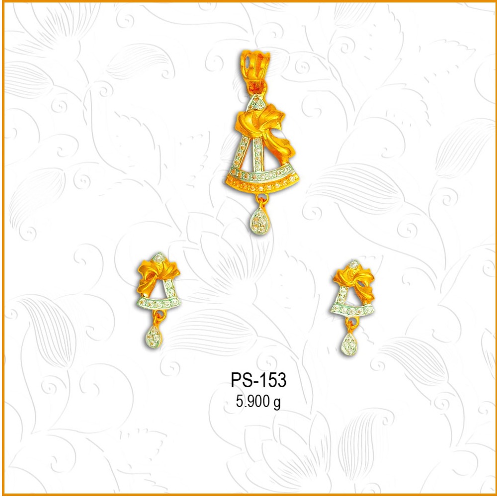 916 Gold Designer CZ Pendant Set PS-153