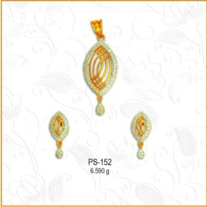 916 Gold Fancy Oval Shape CZ Pendant Set PS-152