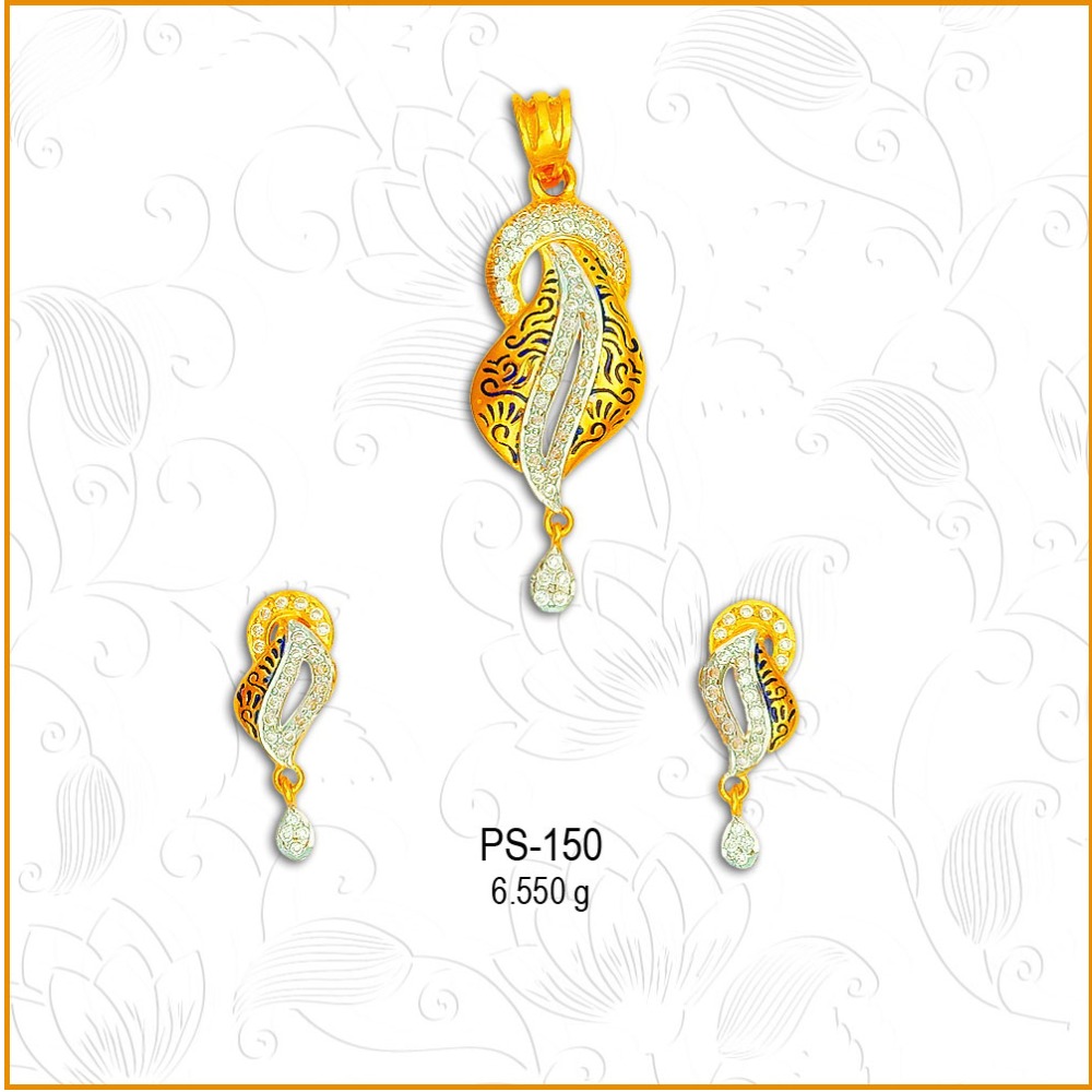 22KT CZ Gold Pendant Set PS-150