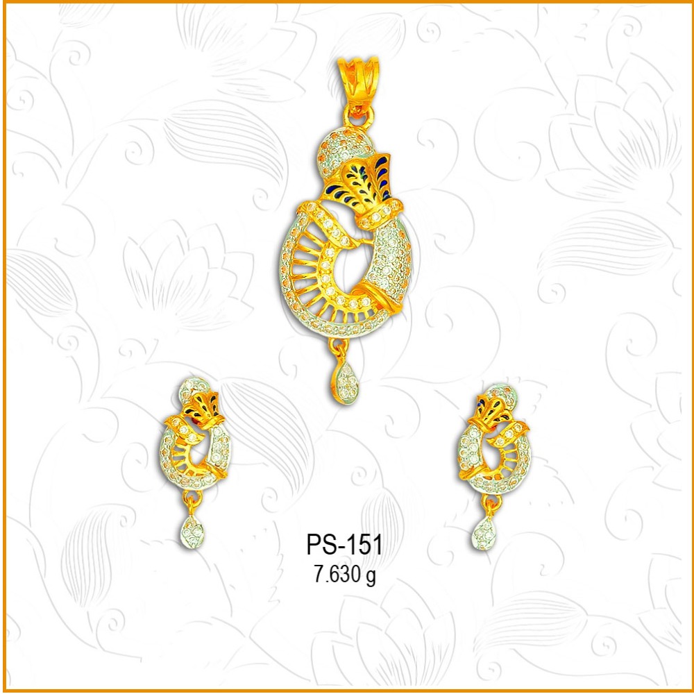 916 Gold Designer CZ Pendant Set PS-151