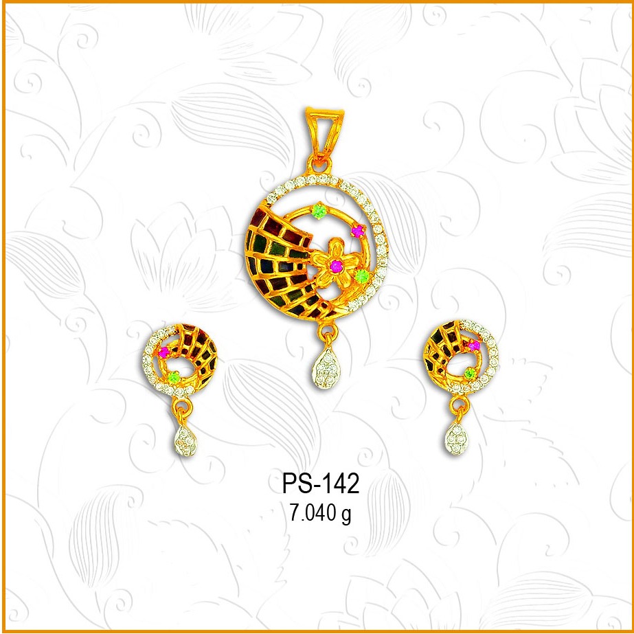 22KT Gold Attractive CZ Pendant Set PS-142