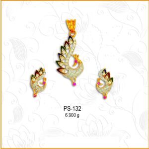916 Gold Peacock Design CZ Pendant Set PS-132