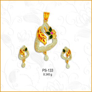 916 Gold Designer Triangle Shape CZ Pendant Set PS-133