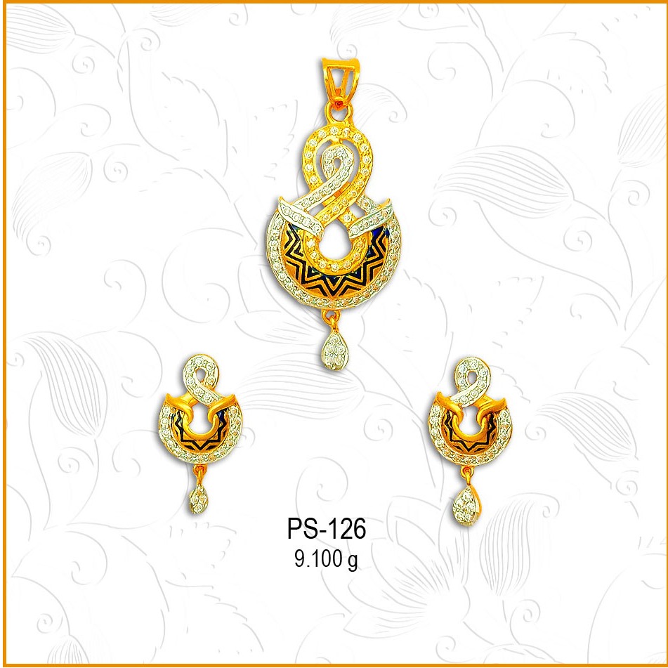 22KT Gold Attractive CZ Pendant Set PS-126