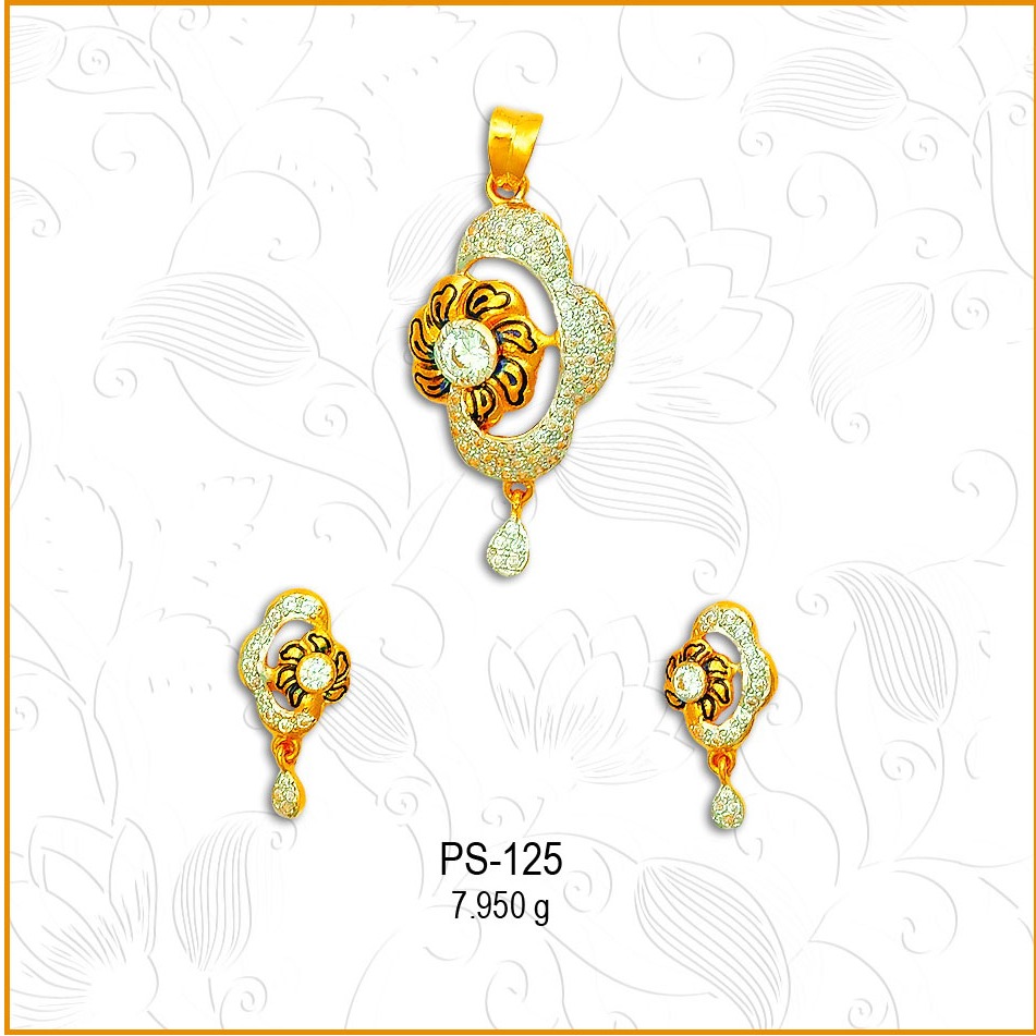 22KT Gold Designer CZ Pendant Set PS-125