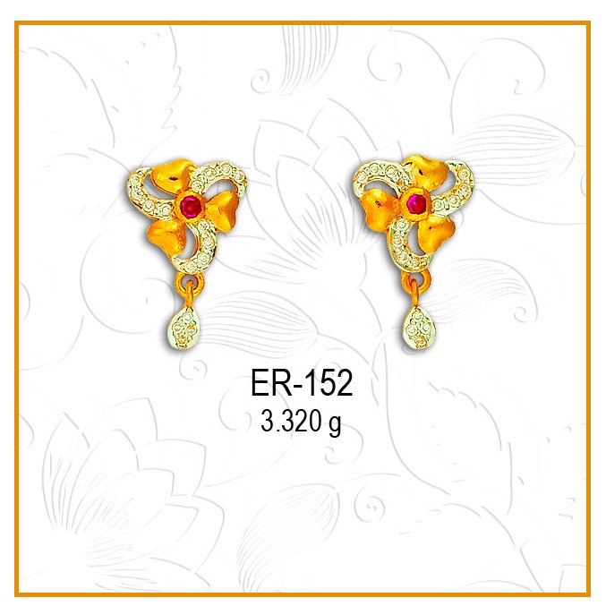 916 CZ Gold Flower Shape Earring ER-152