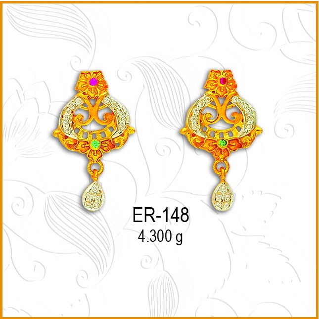 22kt Gold CZ Antique Earring ER-148